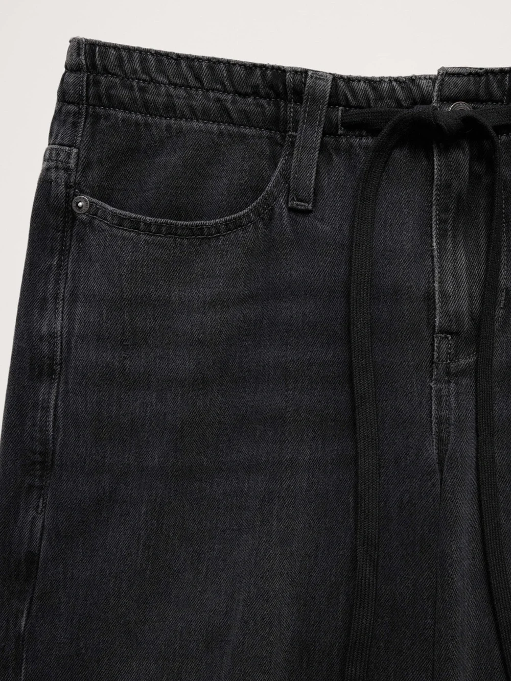 NWT - Banana Republic Black Wide-Leg Jeans with Drawstring - Size 26 - Picture 2 of 5